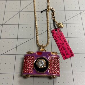 Rhinestone Camera Betsey Johnson Pendant 26”Chain #1